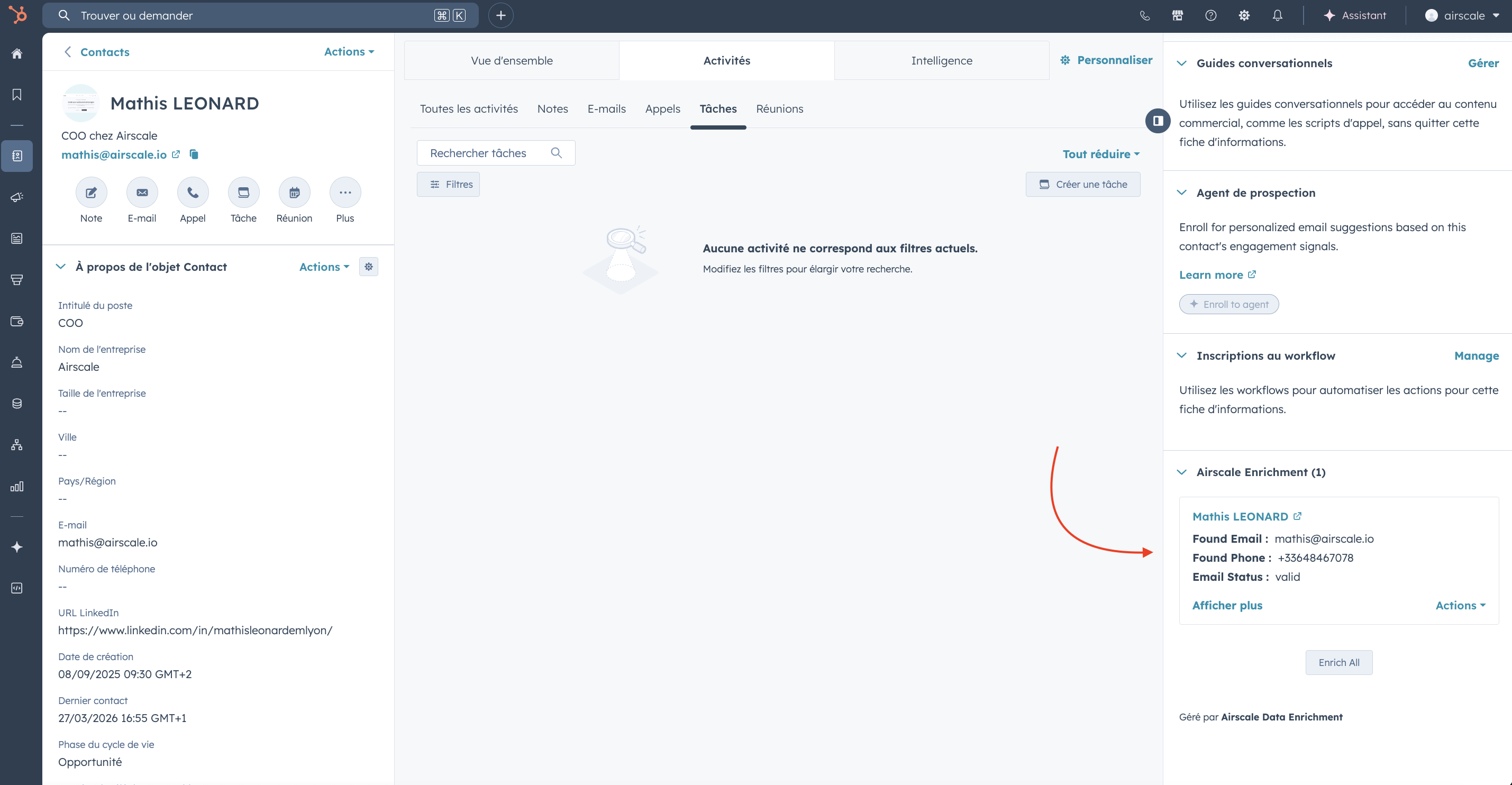 Airscale card in the right sidebar