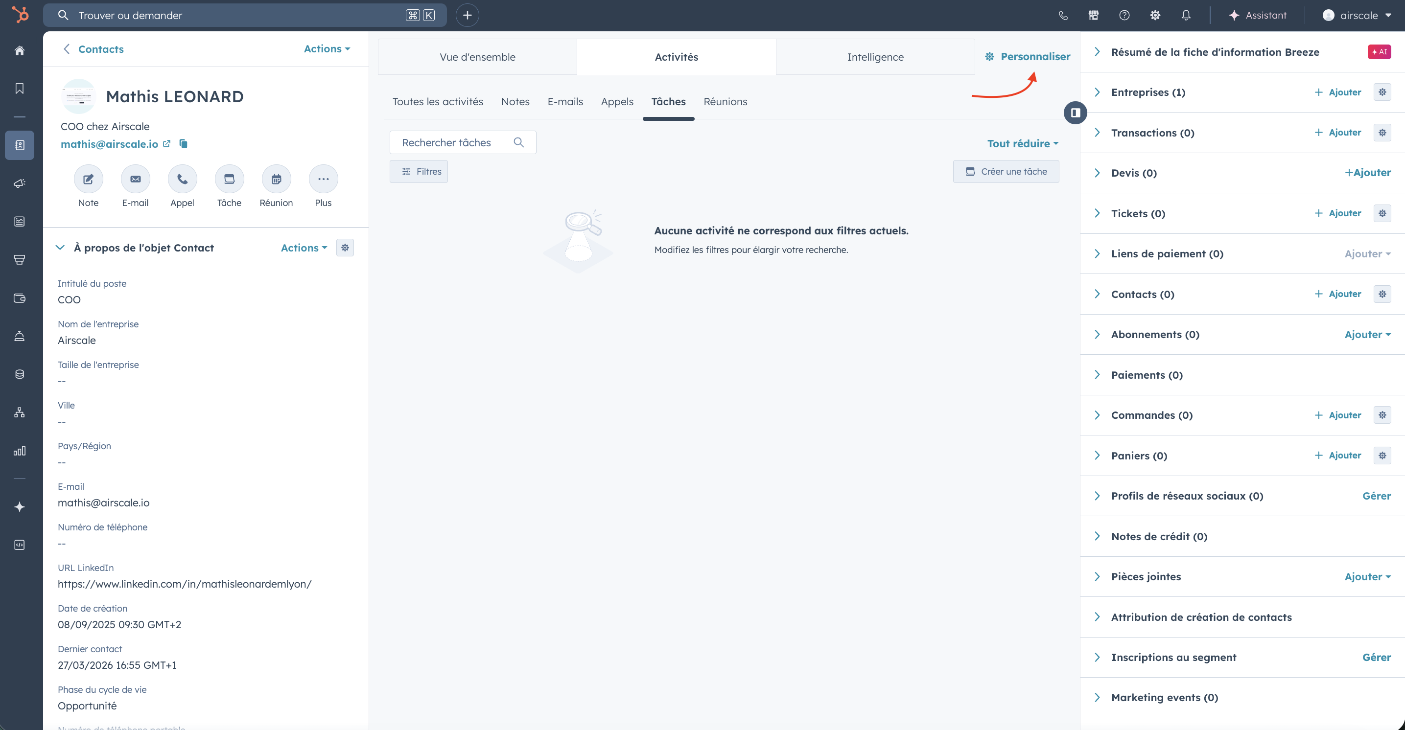 Customize button in the top navigation
