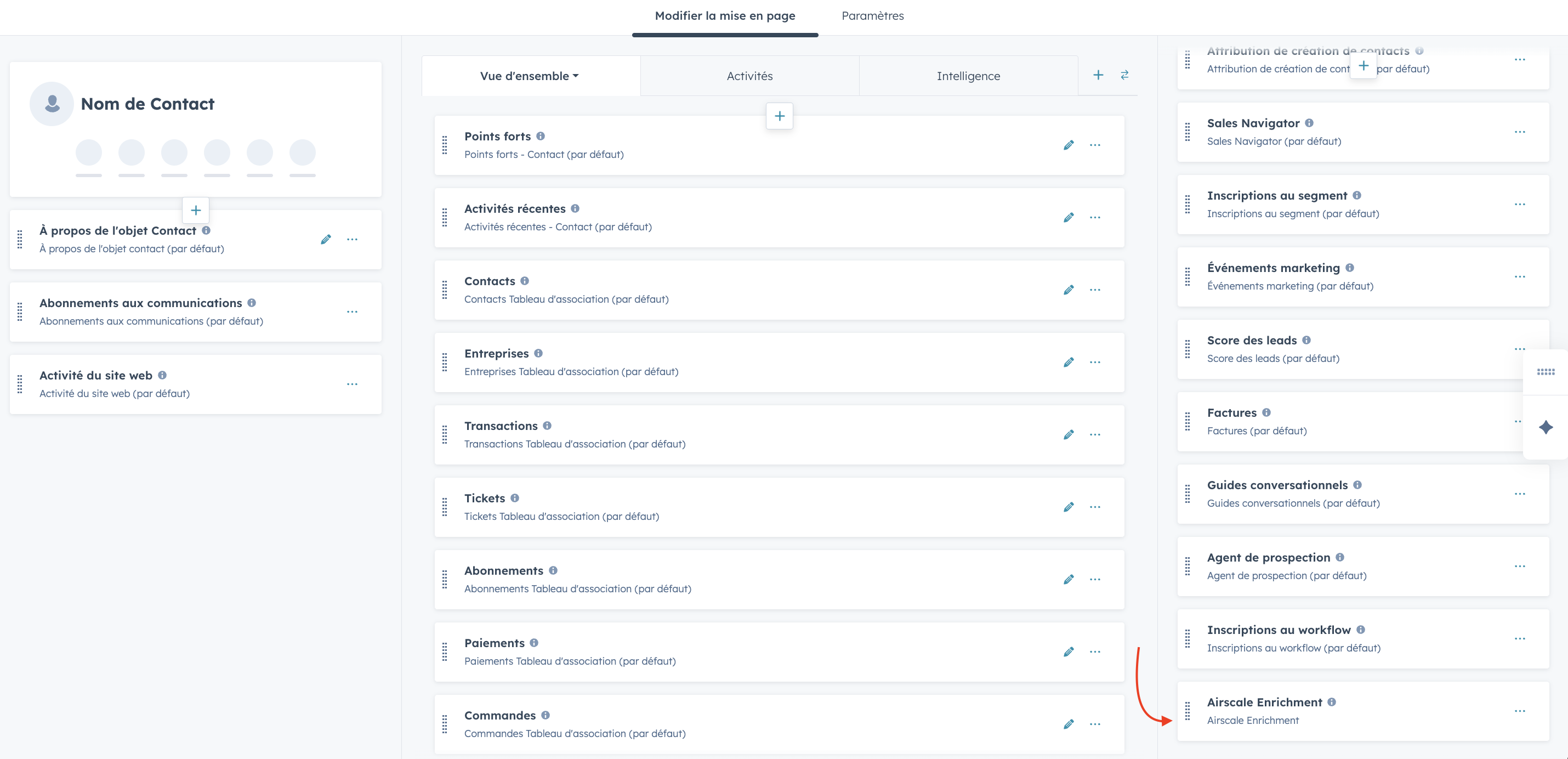 Drag-and-drop sidebar customization panel
